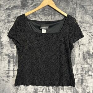 Vintage Connected Women's Large Black Whimsigoth Floral Top Moody Fairy Witchy